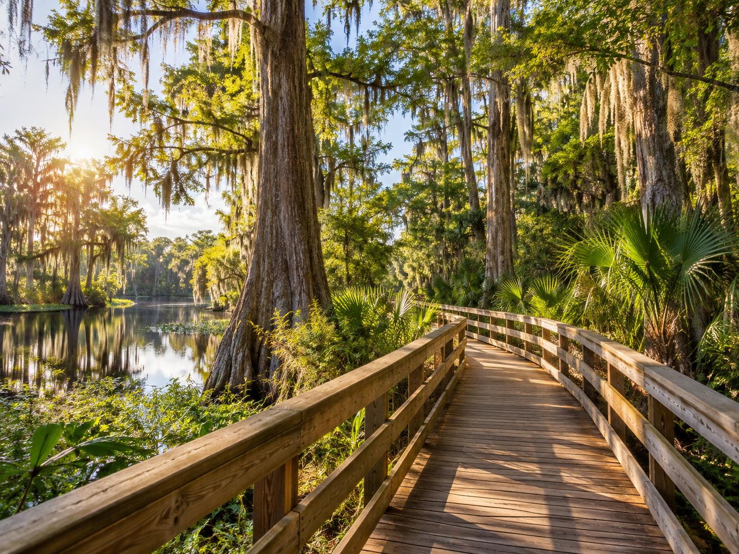 Florida cypress boardwalk and spring