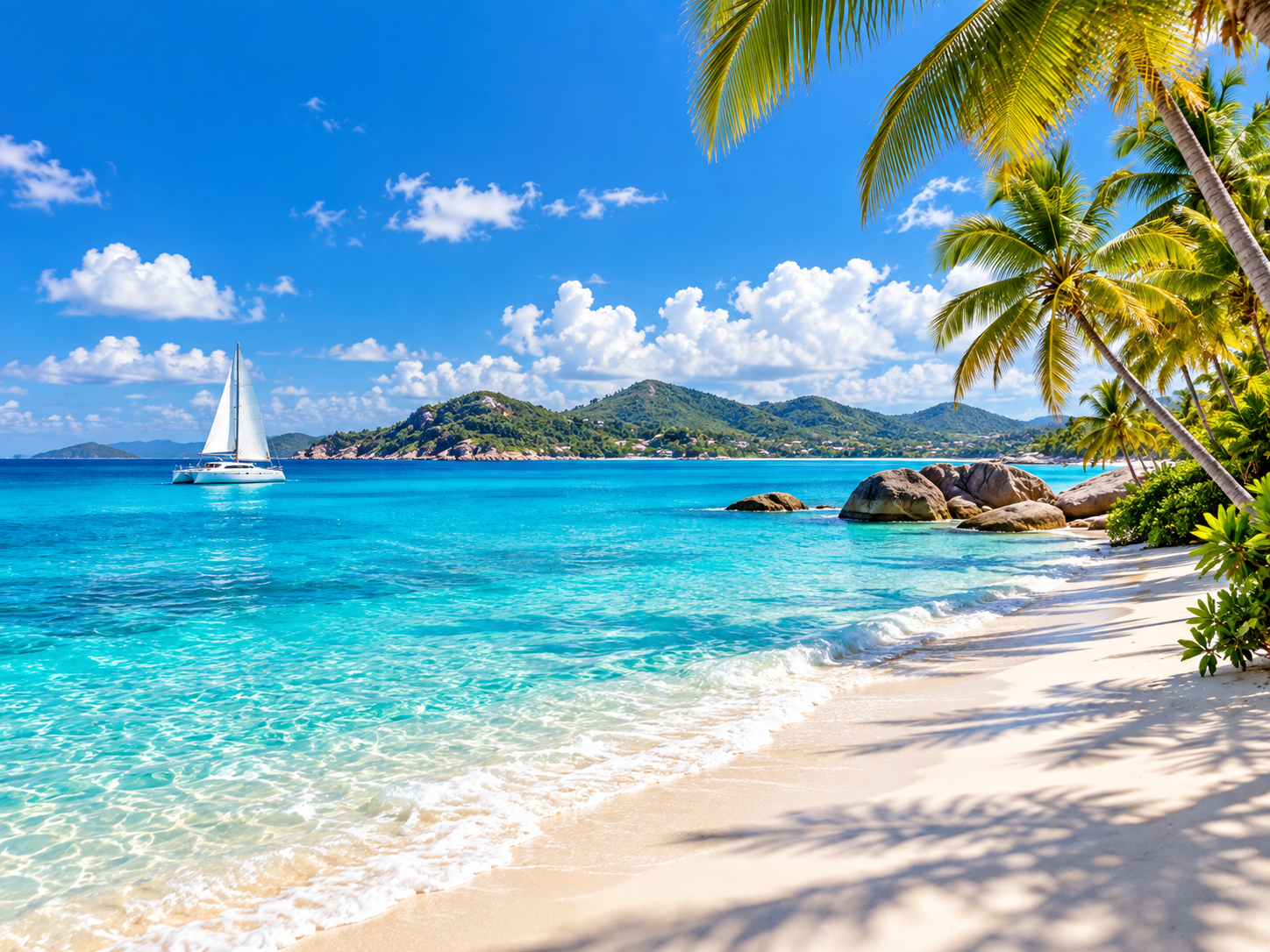 Caribbean tropical beach with turquoise water