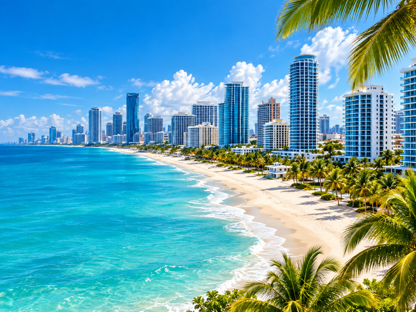 Florida coastal skyline and beach
