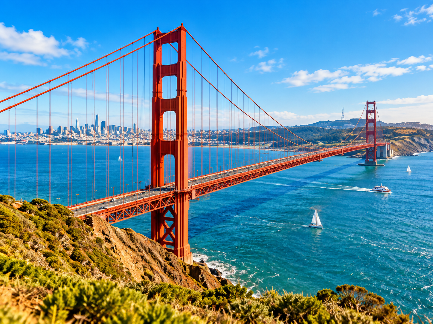 California Golden Gate Bridge and bay