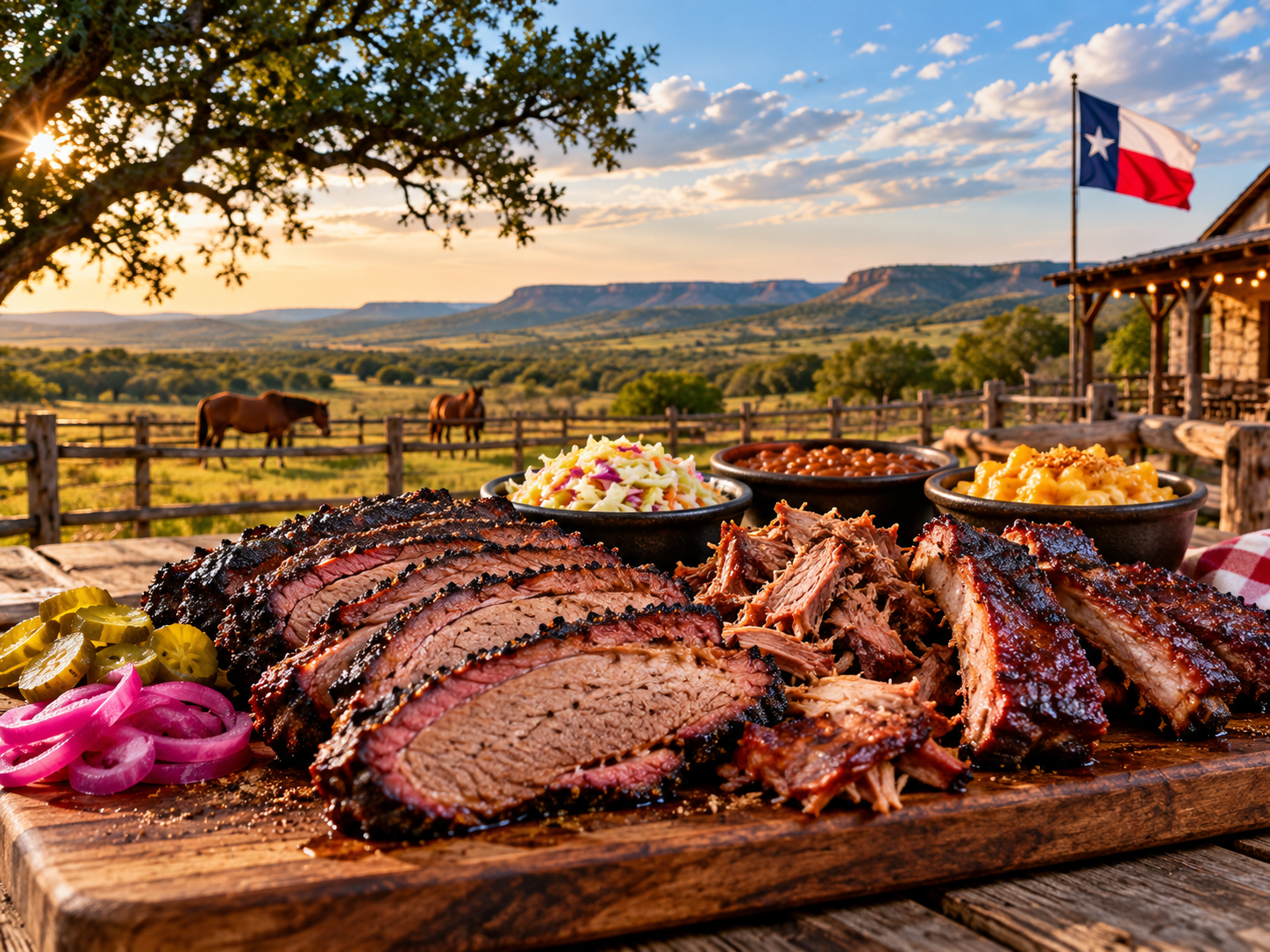 Texas BBQ and ranch atmosphere